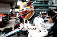 Lewis Hamilton celebrating Pole in China 2017
